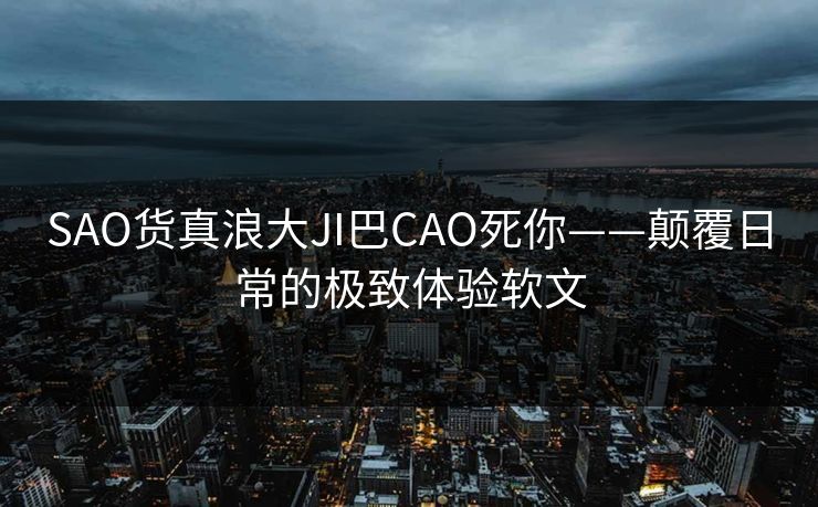SAO货真浪大JI巴CAO死你——颠覆日常的极致体验软文